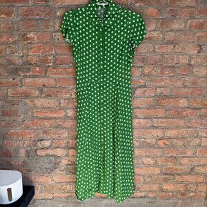 Reformation Green Floral Button-down Dress